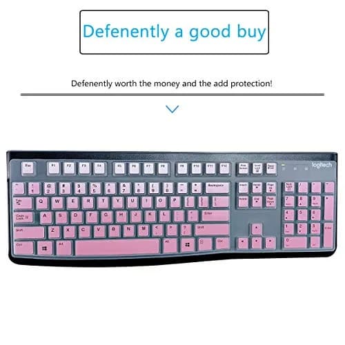MUBUY-GOL Keyboard Cover Skin Protector for Logitech MK120 K120 Wired Keyboard | US Layout Pink Silicone thumbnail 3
