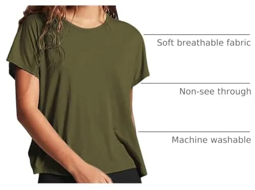 Mippo Women’s Open Back Workout Tops Short Sleeve | Soft Modal Fabric for Yoga & Casual Wear thumbnail 4