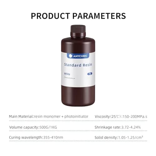ANYCUBIC 3D Printer Resin, 405nm High Precision Fast Curing UV Photopolymer Resin 1kg (2.2 lb) White | For LCD 3D Printing thumbnail 2