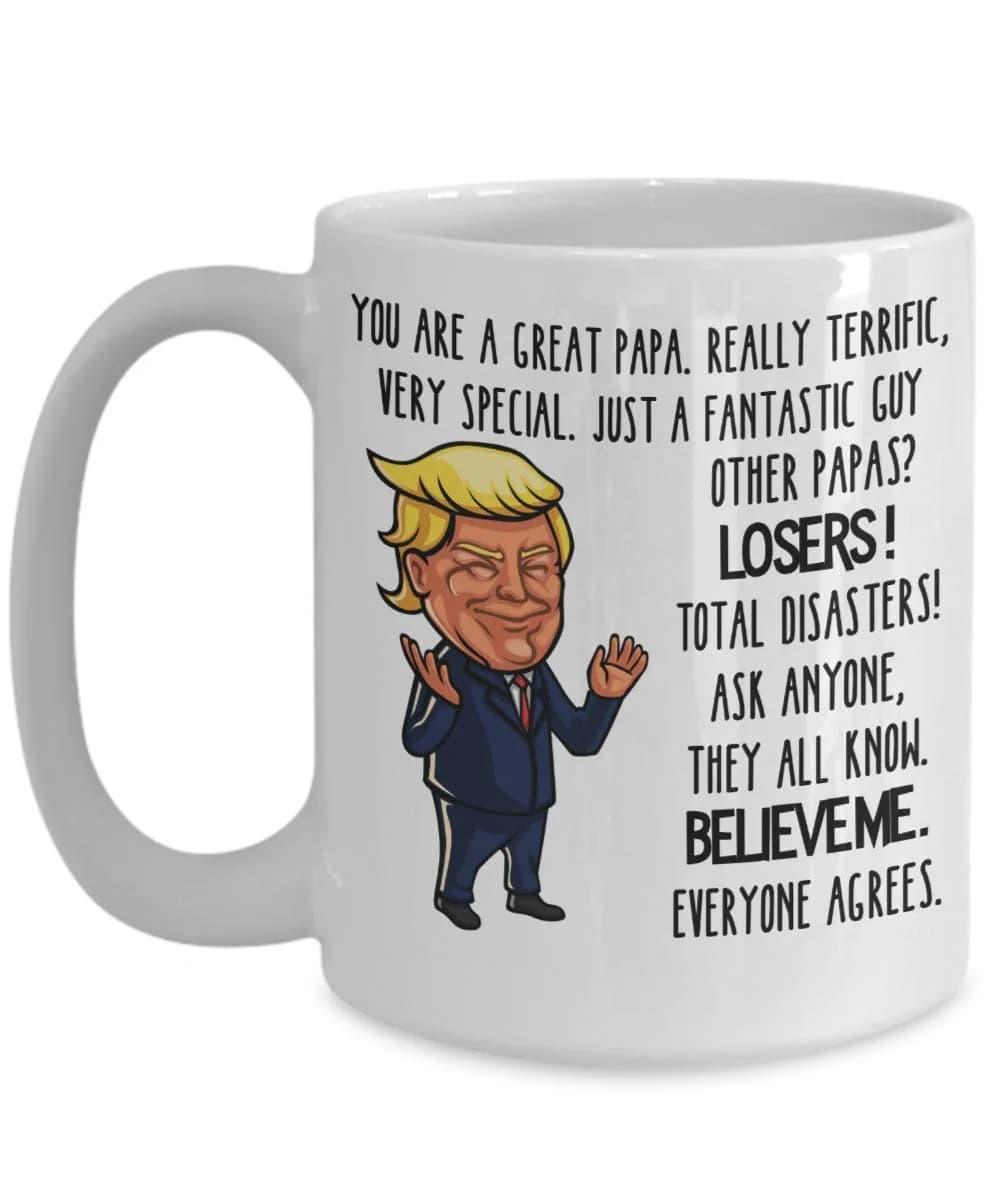 The Improper Mug Trump Papa Mug for Grandpa or Dad | Funny 11 or 15 oz White Ceramic Coffee Comment Cup — White