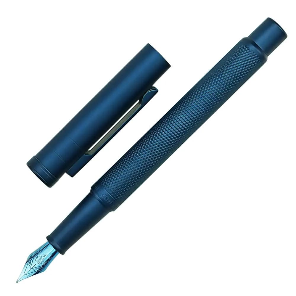 erofa Dark Blue Fountain Pen with Fine Nib (F Nib) and Silver Aluminum Alloy Body, 135mm - main product image