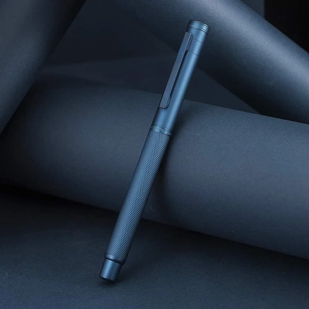 erofa Dark Blue Fountain Pen with Fine Nib (F Nib) and Silver Aluminum Alloy Body, 135mm - view 2