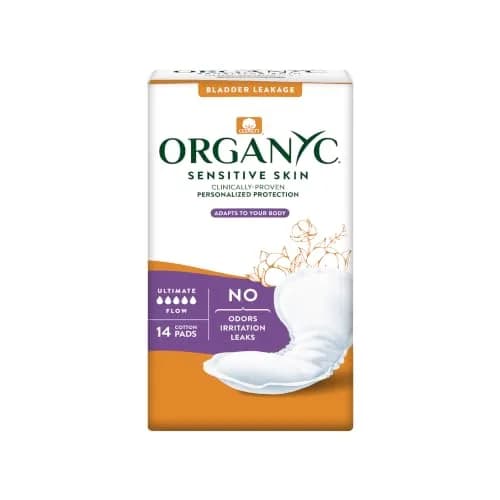 Organyc 100% Organic Cotton Light Incontinence Pads | Ultimate Flow, 14 Count thumbnail 1