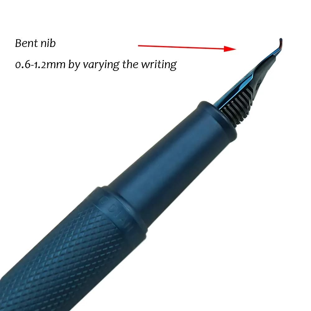 erofa Dark Blue Forest Fountain Pen Bent Nib Metal Writing Pen 12mm (0.47in) - view 4