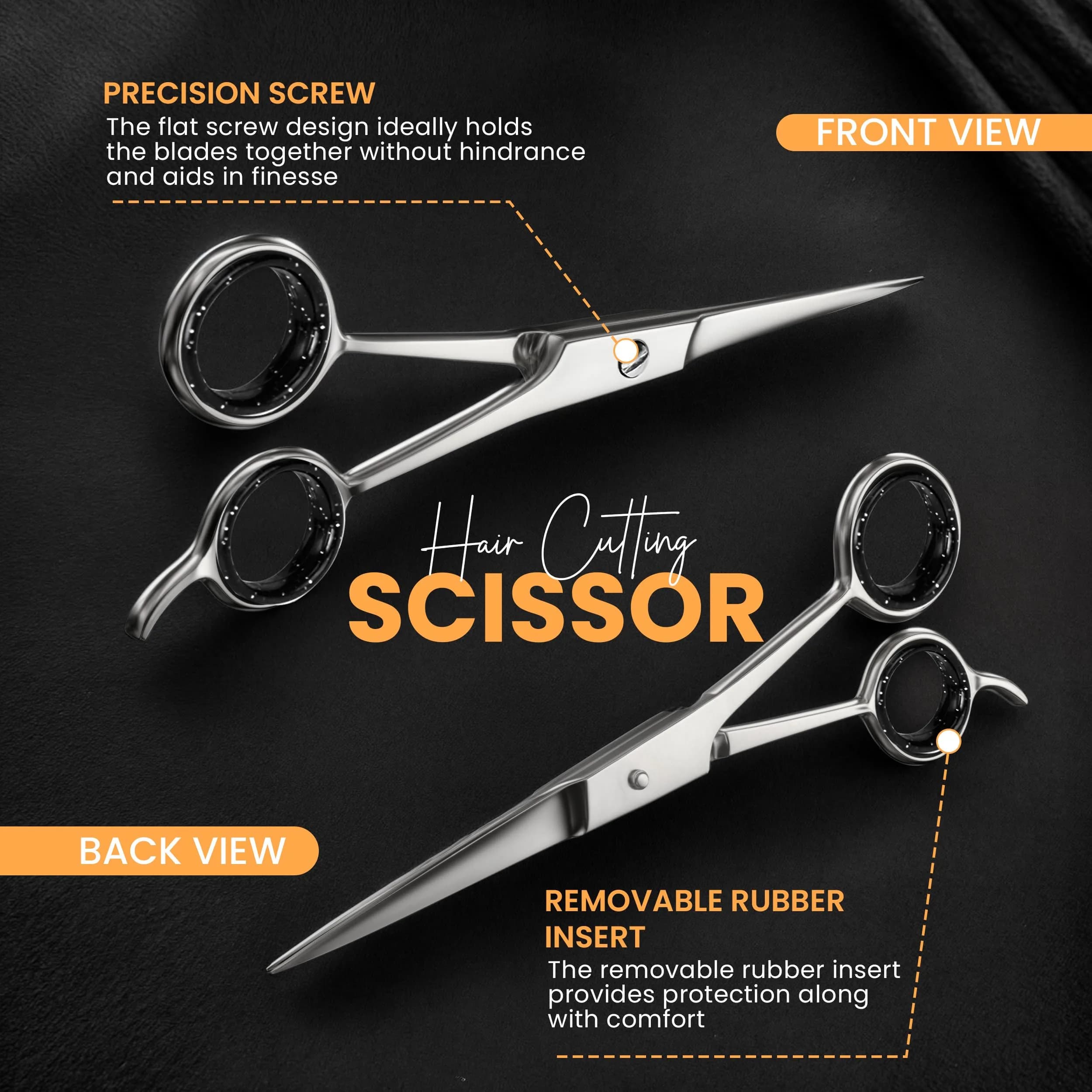 Utopia Care Black Hair Cutting Scissors 6.5 Inch | Professional Stainless Steel Shears for Salons & Barbers - view 2