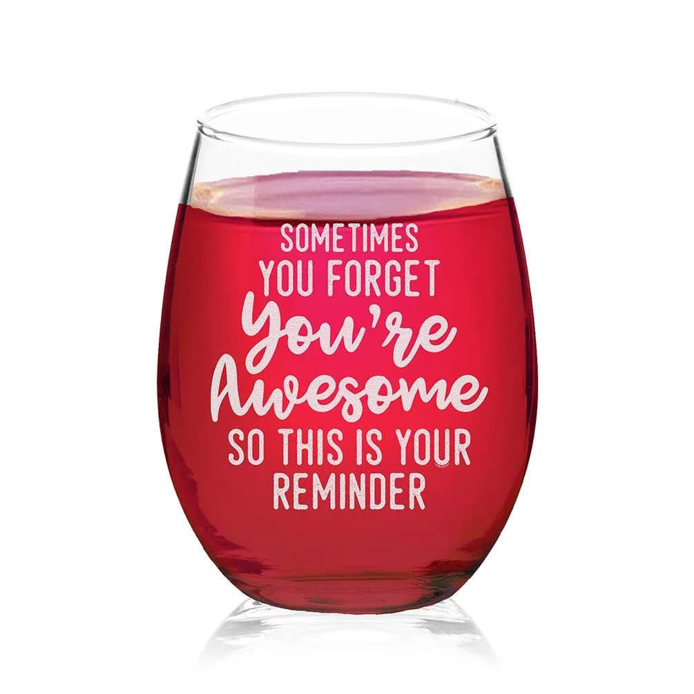 Veracco 15 oz Stemless Wine Glass | Funny Birthday Gift for Drinking Enthusiasts — Clear