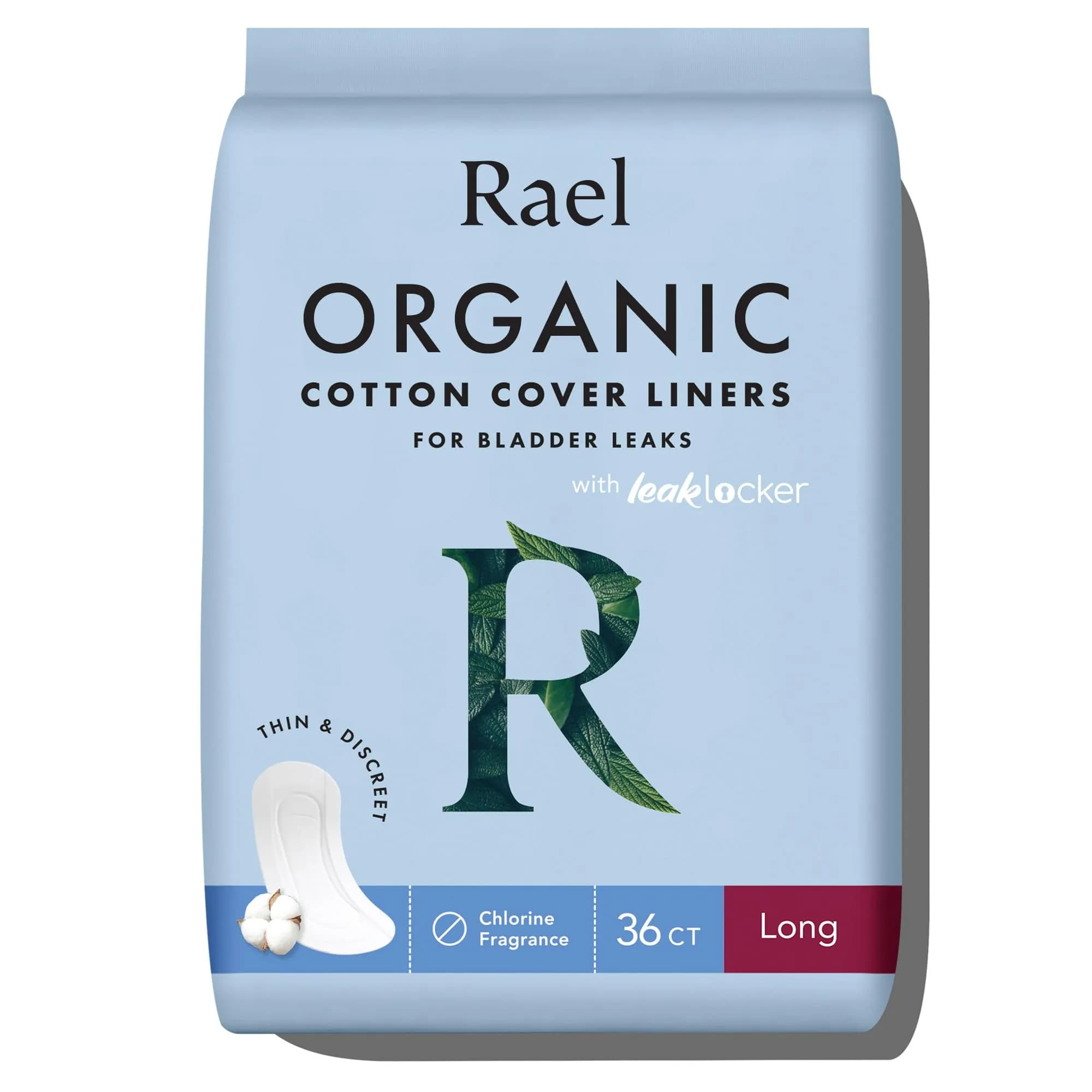 Rael Organic Incontinence Liners Long 36 Count | 3x More Absorbent Than Period Liners — Long