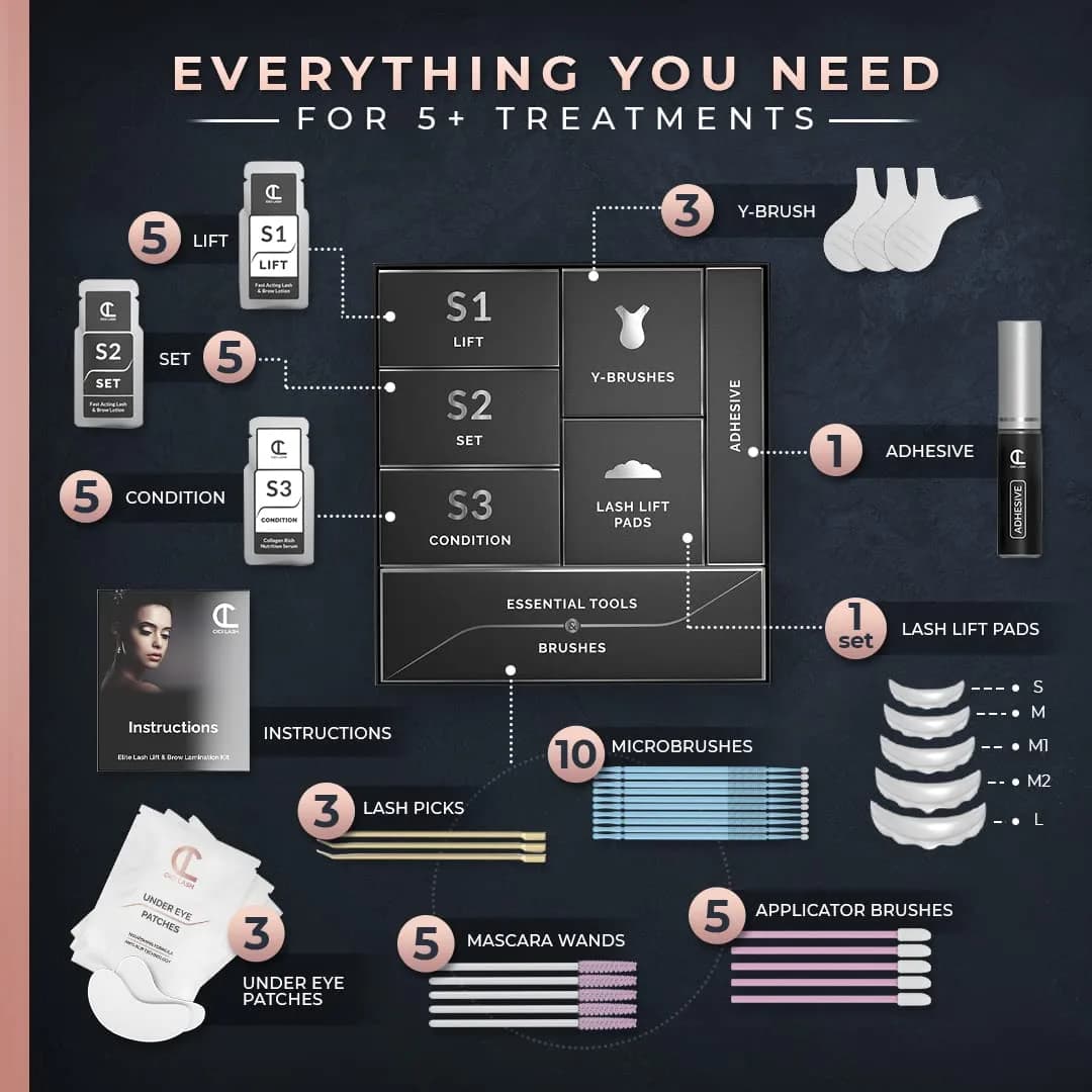 CICI Lash 2 in 1 Lash Lift & Brow Lamination Kit | Professional Salon Results Lasting 6-8 Weeks | 47 Piece Set - view 2