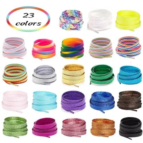 Booyckiy Colorful Shoe Laces Rainbow 47in | Premium Flat Shoelaces for Sneakers & Shoes thumbnail 4