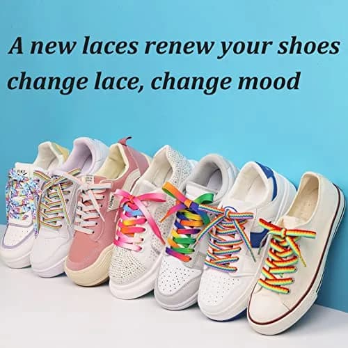 Booyckiy Colorful Shoe Laces Rainbow 47in | Premium Flat Shoelaces for Sneakers & Shoes thumbnail 5