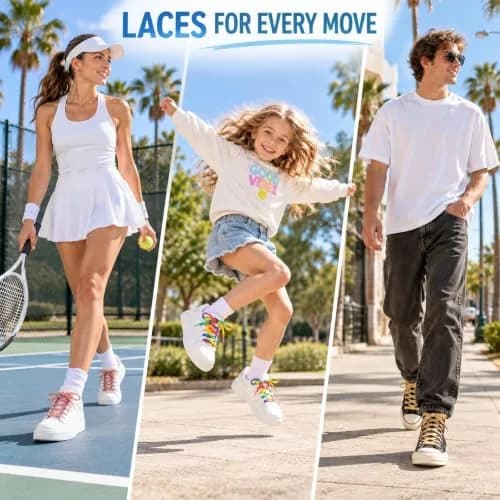Booyckiy Colorful Shoe Laces Rainbow 47in | Premium Flat Shoelaces for Sneakers & Shoes thumbnail 6