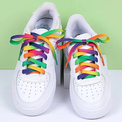 Booyckiy Colorful Shoe Laces Rainbow 47in | Premium Flat Shoelaces for Sneakers & Shoes thumbnail 2