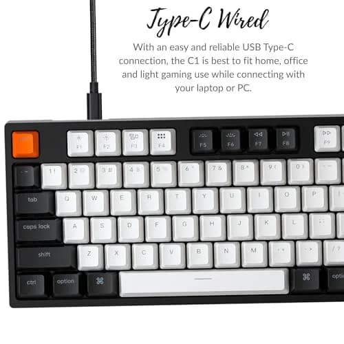 Keychron C1 Wired TKL Keyboard Gateron G Pro Red RGB Backlight | Mechanical, Compact, for Windows & Mac thumbnail 2