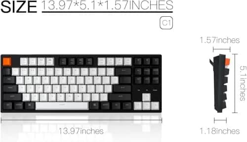 Keychron C1 Wired TKL Keyboard Gateron G Pro Red RGB Backlight | Mechanical, Compact, for Windows & Mac thumbnail 3