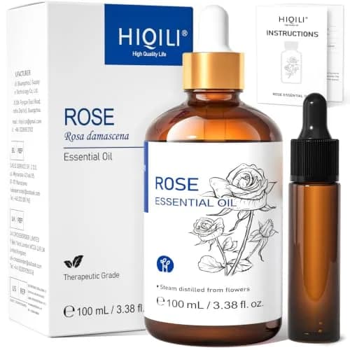 HIQILI Rose Essential Oil 100ml (3.38 Fl Oz) | Pure Bulgarian Rosa Damascena for Skin & Aromatherapy thumbnail 1