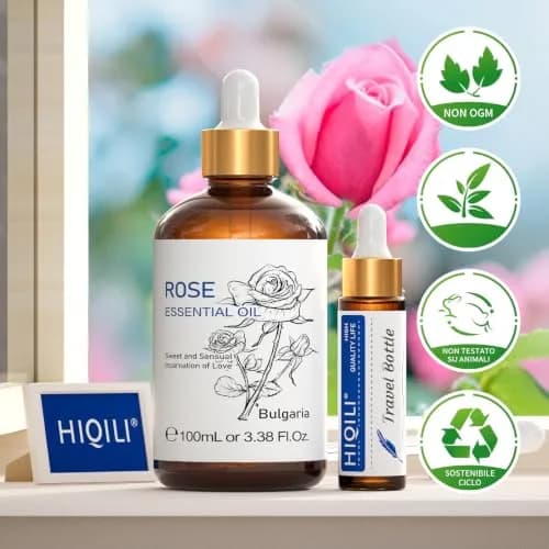HIQILI Rose Essential Oil 100ml (3.38 Fl Oz) | Pure Bulgarian Rosa Damascena for Skin & Aromatherapy thumbnail 8