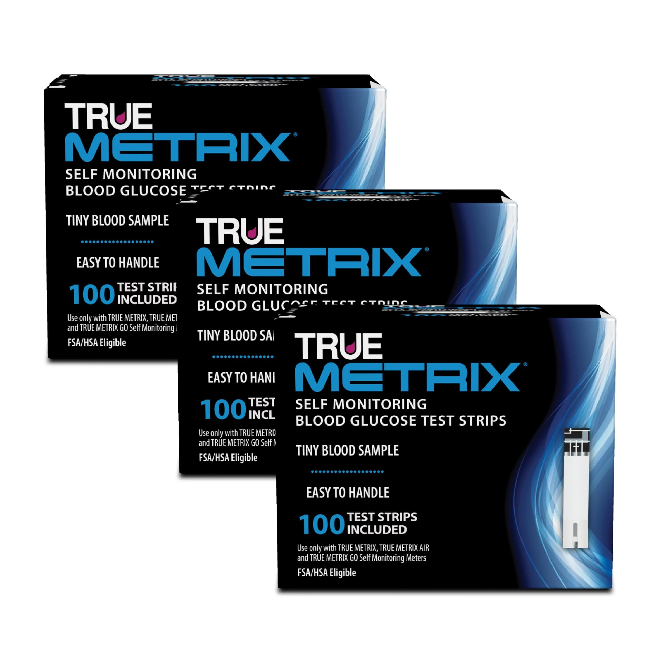 TRUE METRIX Blood Glucose Test Strips 300 Count | Fast, Accurate Monitoring for Diabetes in India — Black