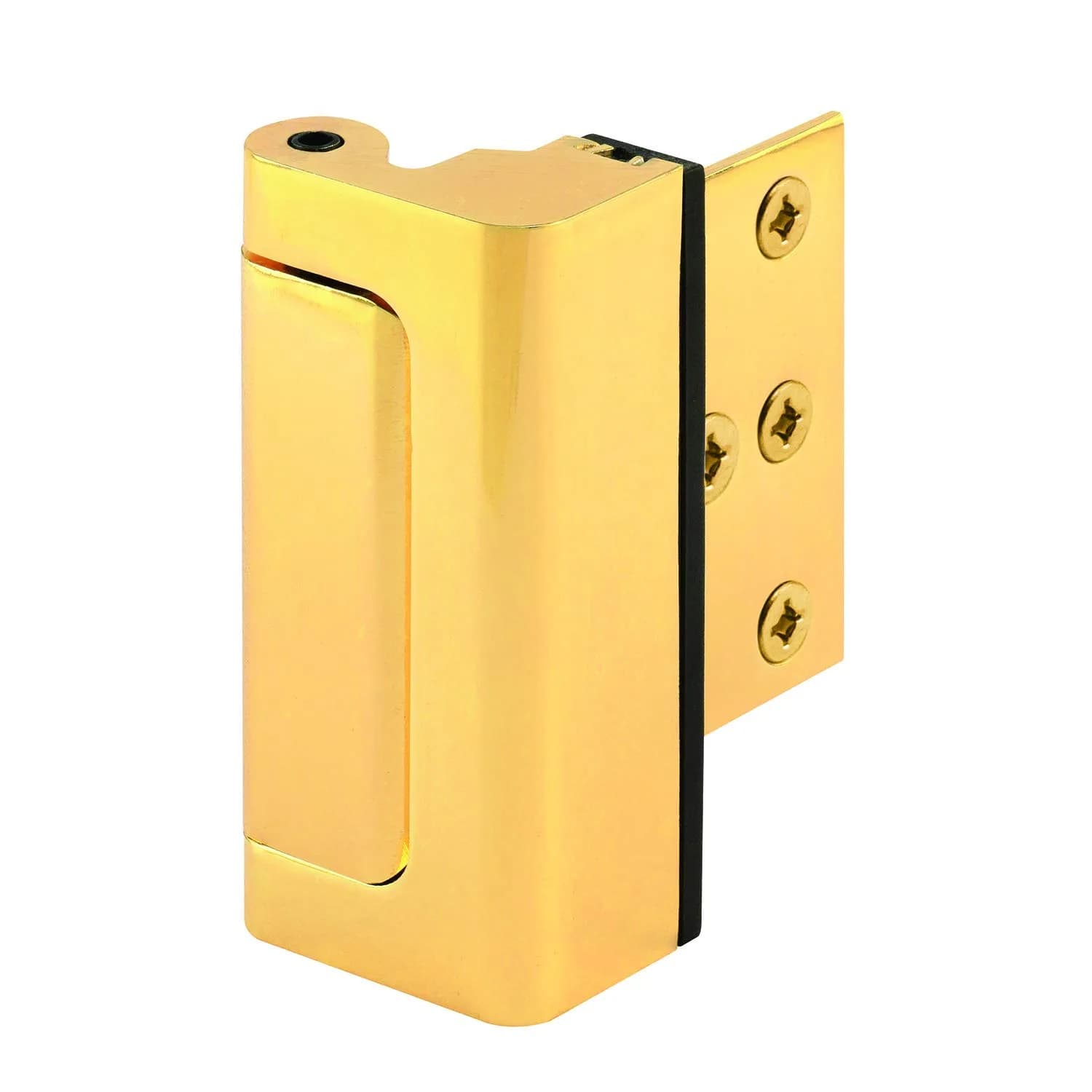 PRIME-LINE U 11442 Door Reinforcement Lock - 3" Stop, Polished Brass | Add Extra Security to Your Home - main product image