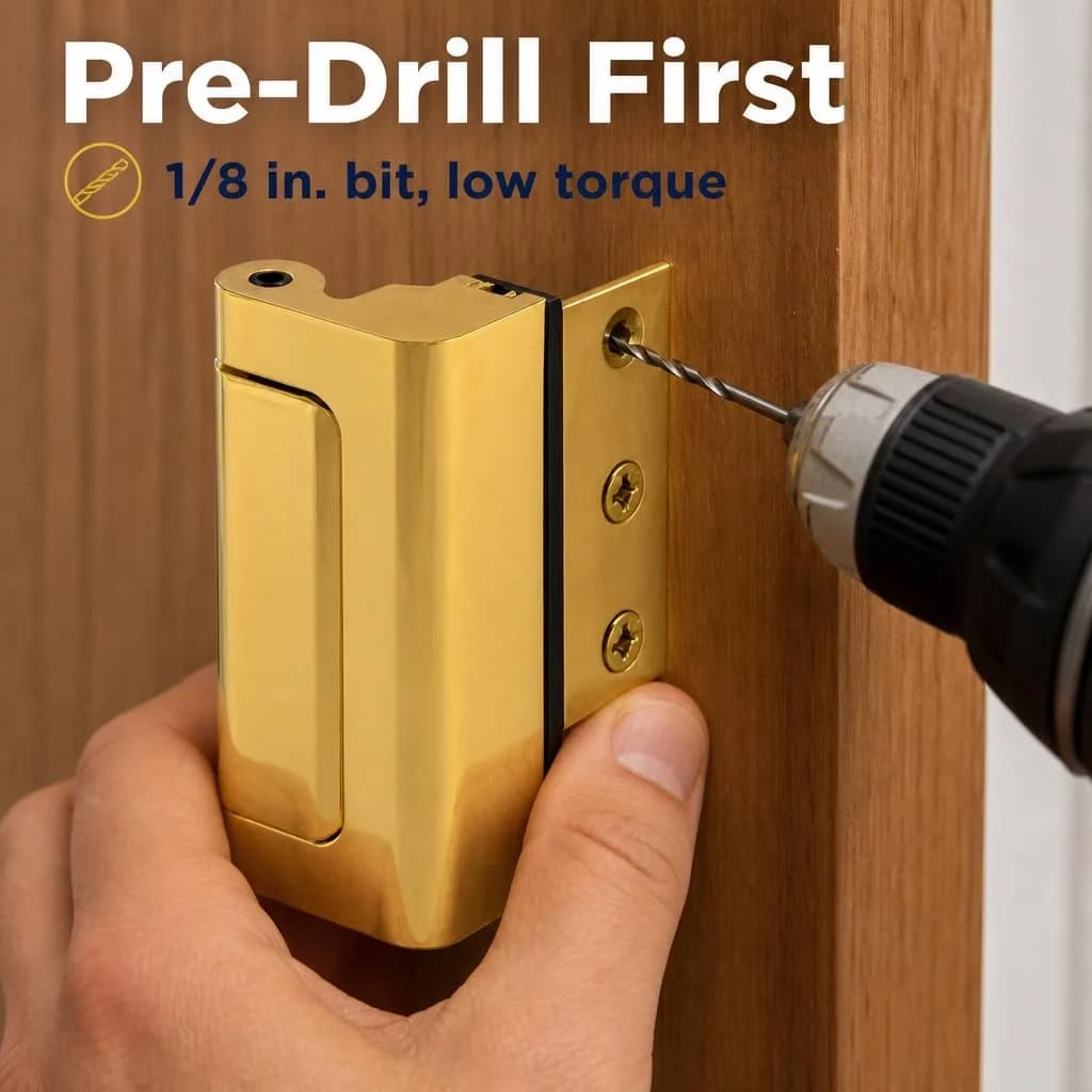 PRIME-LINE U 11442 Door Reinforcement Lock - 3" Stop, Polished Brass | Add Extra Security to Your Home - view 8