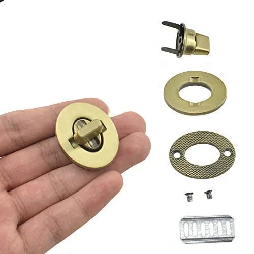 HAHIYO Twist Purse Closure Turn Locks Clip Clasps 1.4 Inch Antique Brass | Easy Install for Wallets & Handbags thumbnail 1