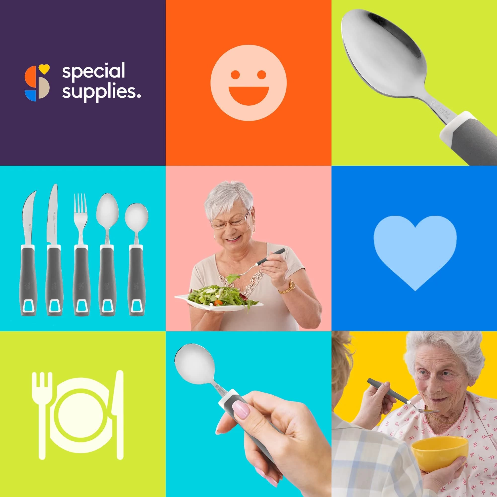 Special Supplies Adaptive Utensils 5-Piece Set Grey | Non-Weighted, Non-Slip Handles for Hand Tremors, Arthritis, Parkinson’s or Elderly Use - view 8