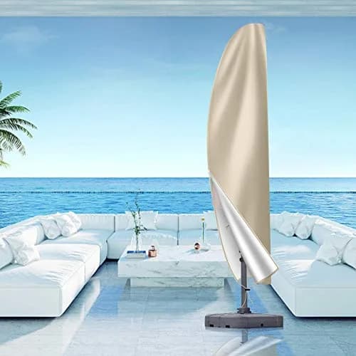 OKPOW Cantilever Patio Umbrella Cover 3.5m (11.5ft) Khaki | All-Season Waterproof Protection thumbnail 6