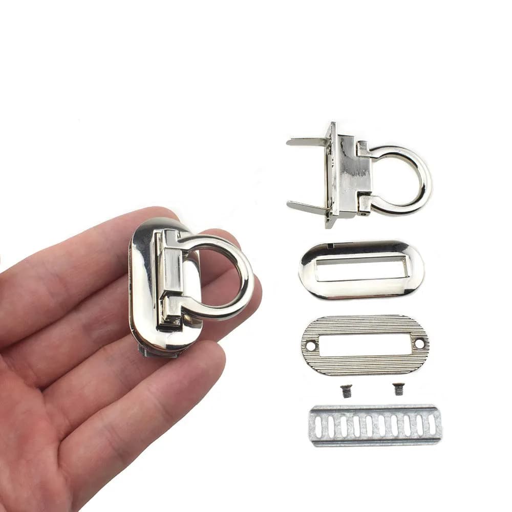 HAHIYO Flip Purse Closure Turn Locks Clip Clasp 1.65 Inch Silver | Easy Install for Wallets & Handbags