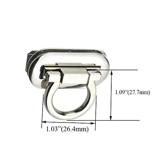 HAHIYO Flip Purse Closure Turn Locks Clip Clasp 1.65 Inch Silver | Easy Install for Wallets & Handbags thumbnail 4