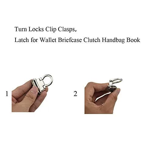 HAHIYO Flip Purse Closure Turn Locks Clip Clasp 1.65 Inch Silver | Easy Install for Wallets & Handbags thumbnail 6