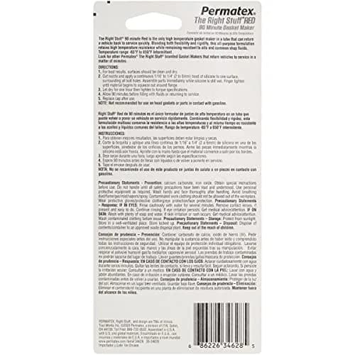 Permatex Right Stuff 90 Minute Red High Temperature Gasket Maker 3 oz | Fast Cure, Long Lasting Seals thumbnail 2