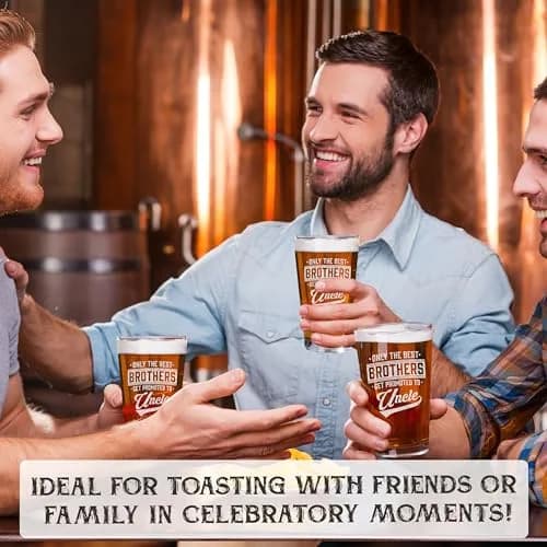 shop4ever Only the Best Brothers Get Promoted To Uncle Beer Pint Glass 16 Oz | Pregnancy Announcement Gift thumbnail 4