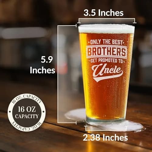 shop4ever Only the Best Brothers Get Promoted To Uncle Beer Pint Glass 16 Oz | Pregnancy Announcement Gift thumbnail 3