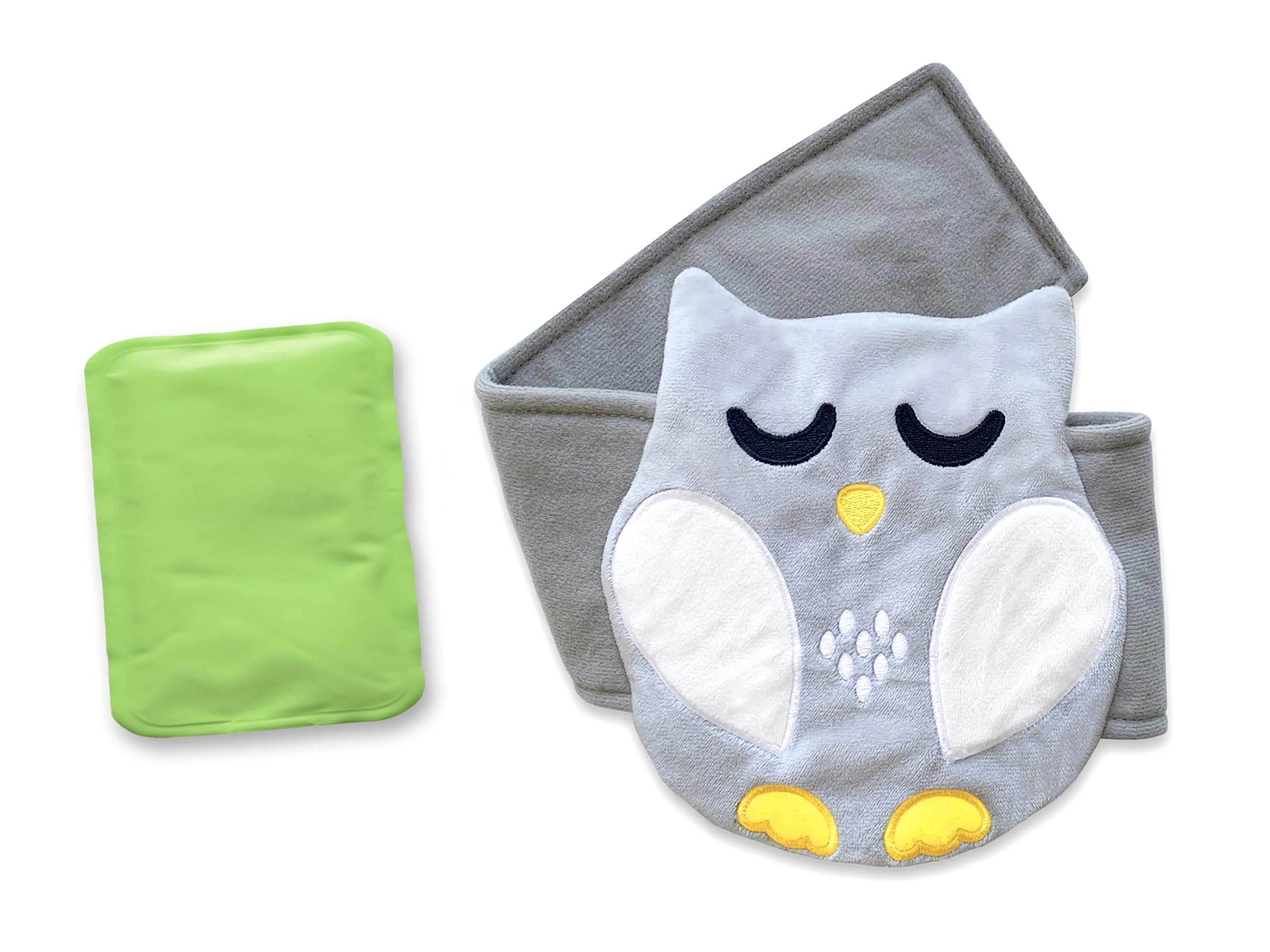 bebon Belly Hugger Infant Gas & Colic Relief Wrap with Heatable Gel Pack | 1 Count — Grey-white