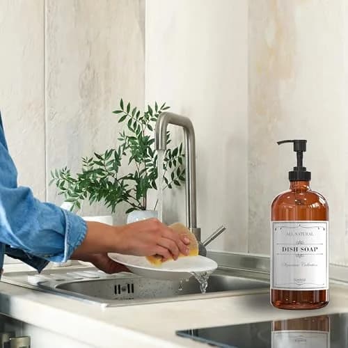 Sunrise Premium Amber Glass Soap Dispenser with Pump, 2 Pack | Elegant Lead-Free Glass for Kitchen & Bathroom thumbnail 5