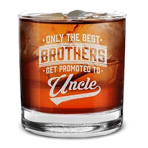 Shop4ever Only The Best Brothers Get Promoted To Uncle Engraved Whiskey Glass | 11 oz | Reusable & Dishwasher Safe thumbnail 1