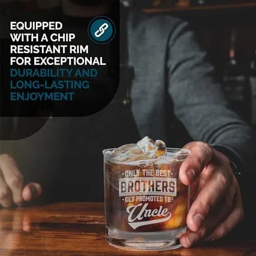 Shop4ever Only The Best Brothers Get Promoted To Uncle Engraved Whiskey Glass | 11 oz | Reusable & Dishwasher Safe thumbnail 4