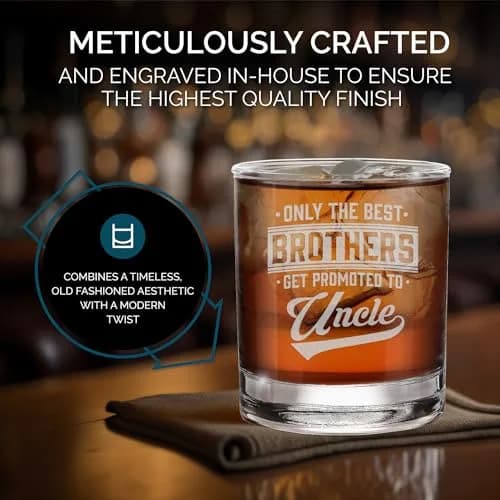 Shop4ever Only The Best Brothers Get Promoted To Uncle Engraved Whiskey Glass | 11 oz | Reusable & Dishwasher Safe thumbnail 6