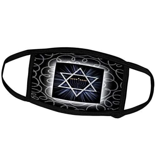 3dRose Face Mask Brightly Themed Star of David Hanukkah 7.25x4.7-inch | Custom Printed, Reusable thumbnail 1