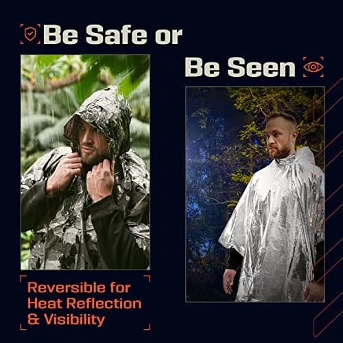 PREPARED4X Emergency Poncho with Mylar Blanket Liner 4-Pack (Camo) | Waterproof & Wind-Resistant for Survival Kits thumbnail 4