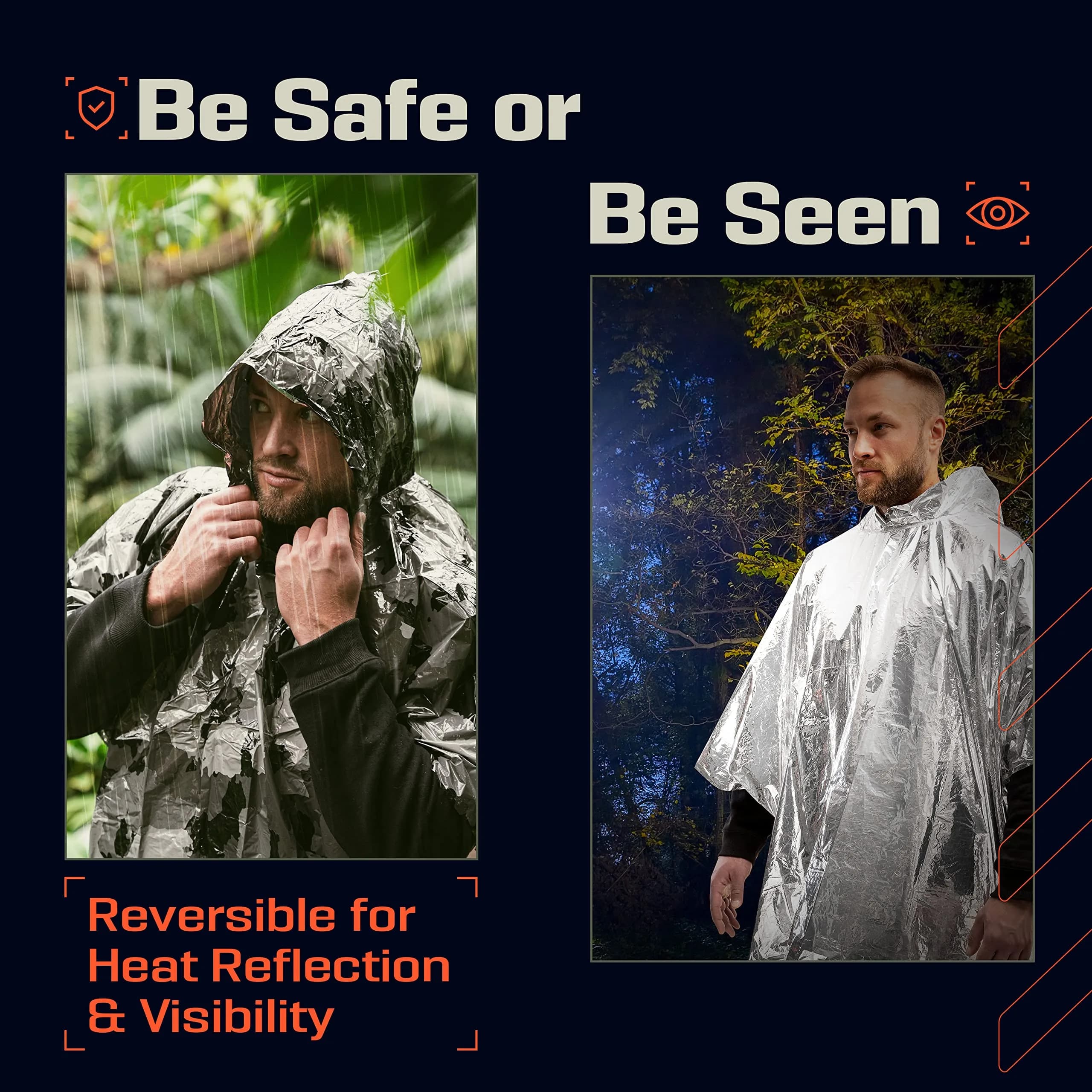 PREPARED4X Emergency Poncho with Mylar Blanket Liner 4-Pack (Camo) | Waterproof & Wind-Resistant for Survival Kits - view 4