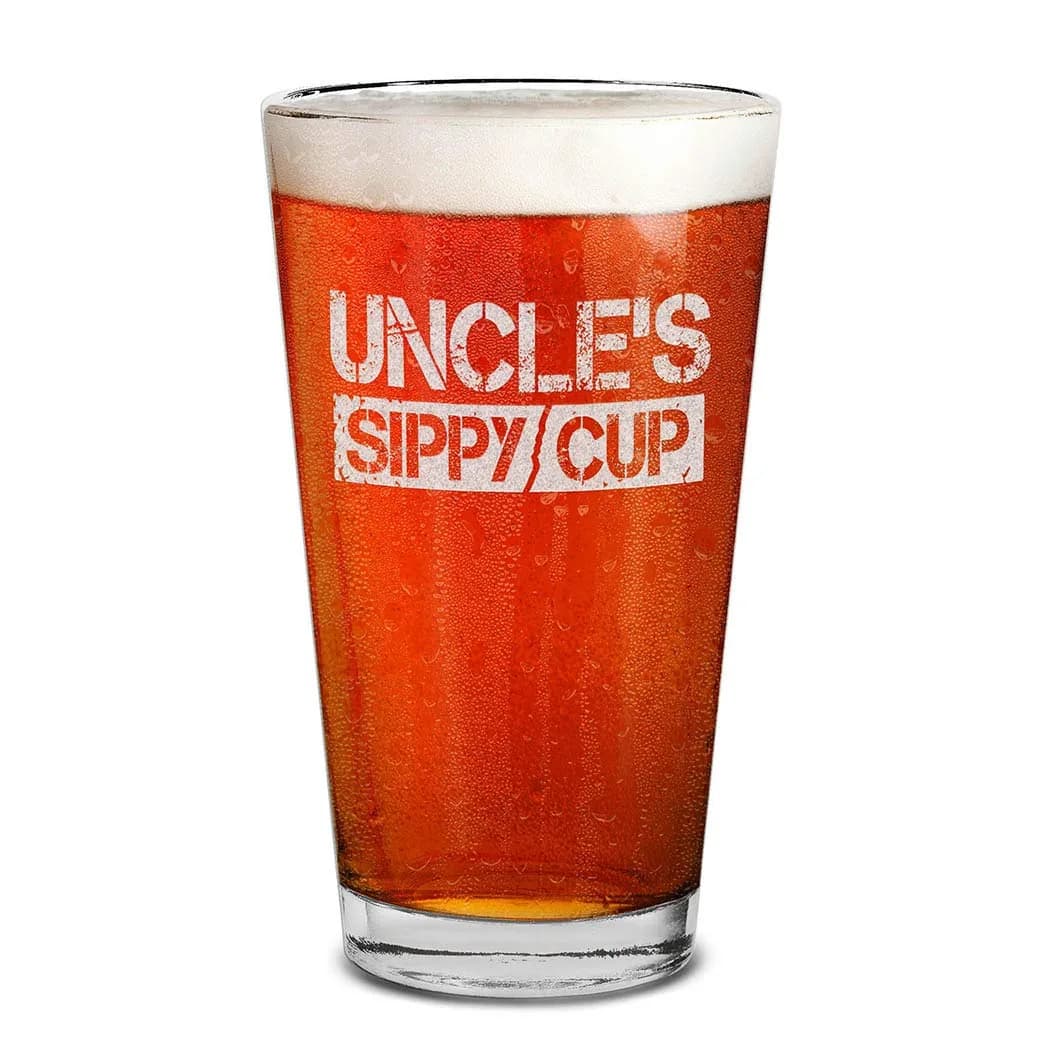 shop4ever Funny Uncle's Sippy Cup Beer Pint Glass 16 oz Gift | Laser Engraved Humor for Beer Lovers — Clear