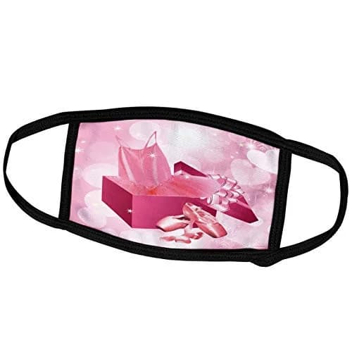 3dRose Face Mask Pink Ballet Slippers & Tutu for Girls | Breathable, Reusable, Stylish (7.25 x 4.7-inch) thumbnail 1