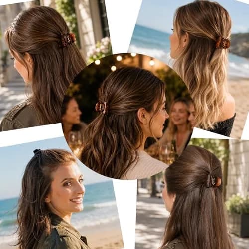 minihope Medium Claw Clips for Women - 4 Pack Hair Jaw Clips, 1.37 Inch Nonslip Hair Accessories for Easy Updo, Makeup & Face Washing, Black and Brown Plastic Hair Claws for All Hair Types thumbnail 5