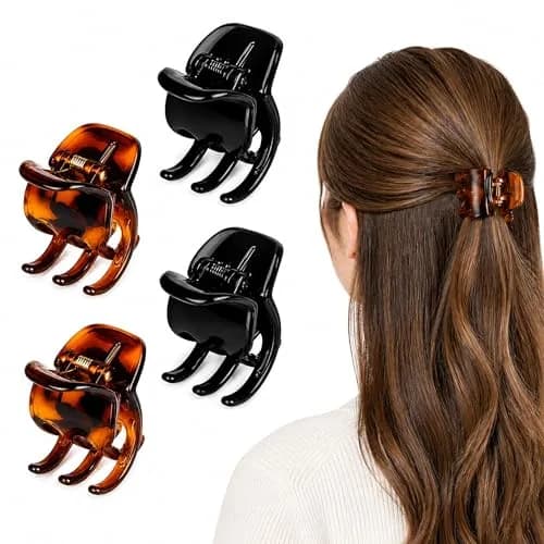 minihope Medium Claw Clips for Women - 4 Pack Hair Jaw Clips, 1.37 Inch Nonslip Hair Accessories for Easy Updo, Makeup & Face Washing, Black and Brown Plastic Hair Claws for All Hair Types thumbnail 2