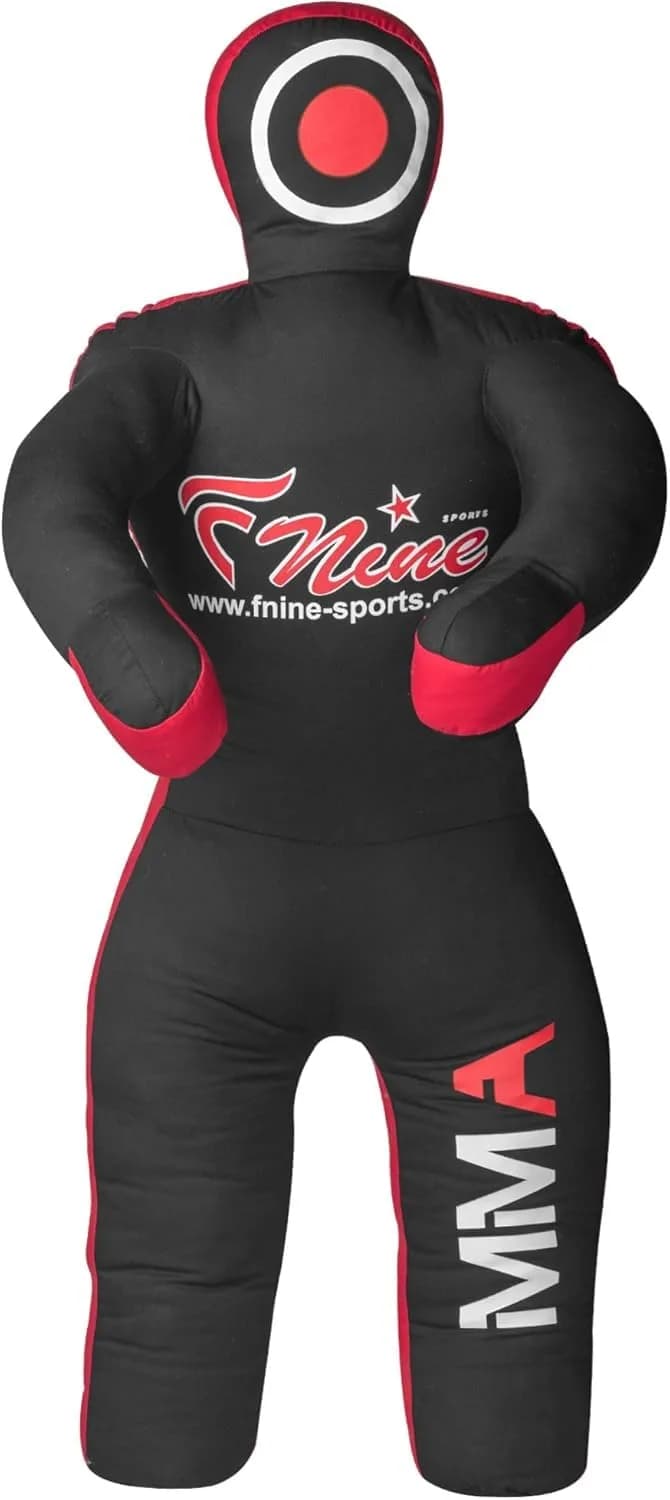 FNine Sports MMA Grappling Dummy Unfilled Canvas Bag Black Red 120 cm (47 Inches) | Practice Submission Lifting Throwing