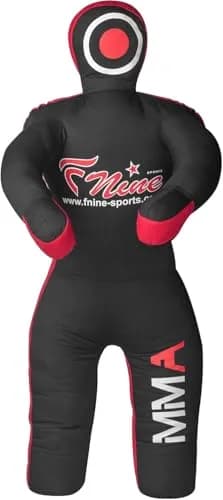 FNine Sports MMA Grappling Dummy Unfilled Canvas Bag Black Red 120 cm (47 Inches) | Practice Submission Lifting Throwing thumbnail 1