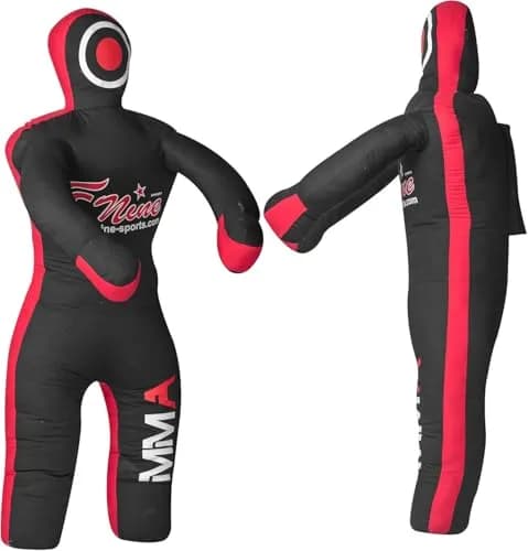 FNine Sports MMA Grappling Dummy Unfilled Canvas Bag Black Red 120 cm (47 Inches) | Practice Submission Lifting Throwing thumbnail 4