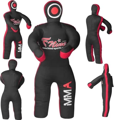 FNine Sports MMA Grappling Dummy Unfilled Canvas Bag Black Red 120 cm (47 Inches) | Practice Submission Lifting Throwing thumbnail 6
