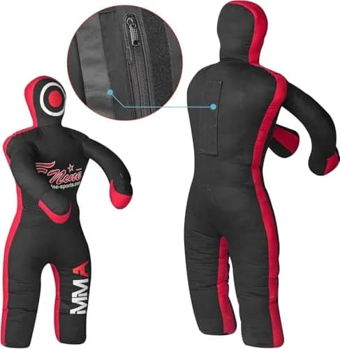 FNine Sports MMA Grappling Dummy Unfilled Canvas Bag Black Red 120 cm (47 Inches) | Practice Submission Lifting Throwing thumbnail 3