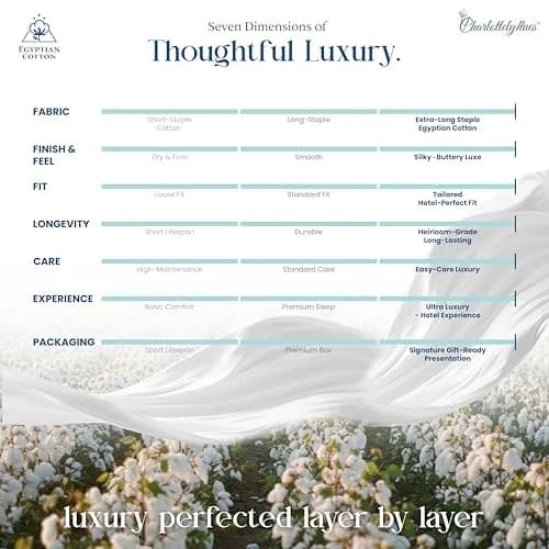 CharlottelyHues Pillowcases Set of 2 100% Egyptian Cotton King White | Luxurious, Durable & Cooling Bed Cover thumbnail 5